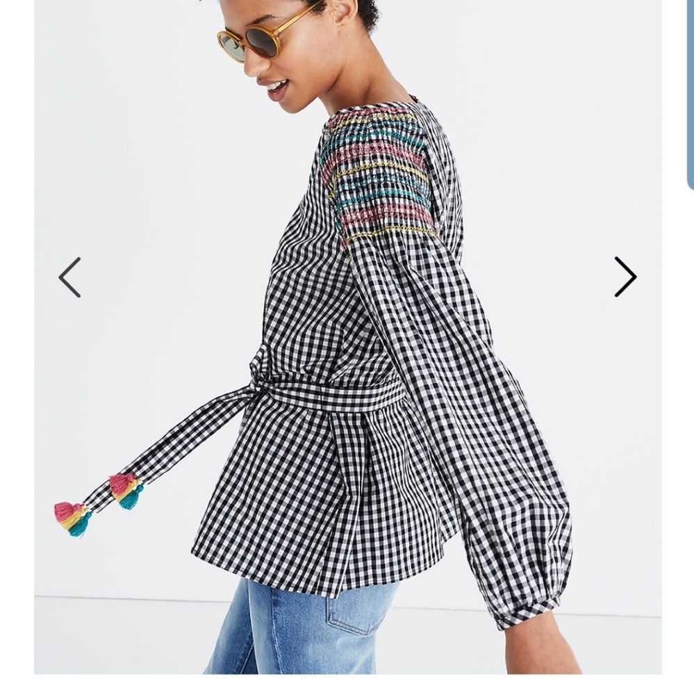 Madewell smocked gingham top